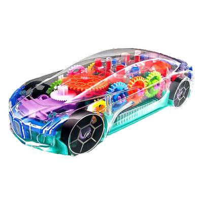 Rotating Transparent Gear Car With Sound & Light Luminous Flashing Toy For Kids